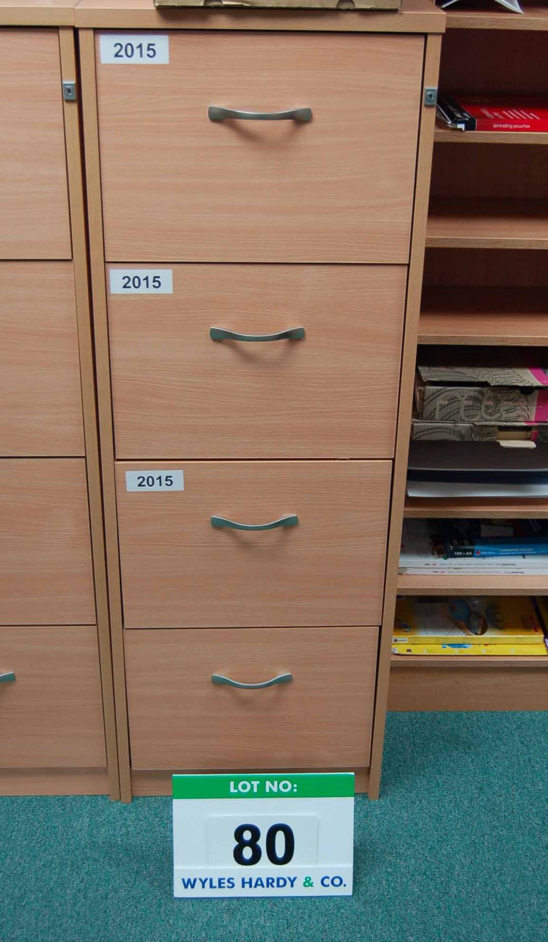 A Beech Effect 4-Drawer Filing Cabinet