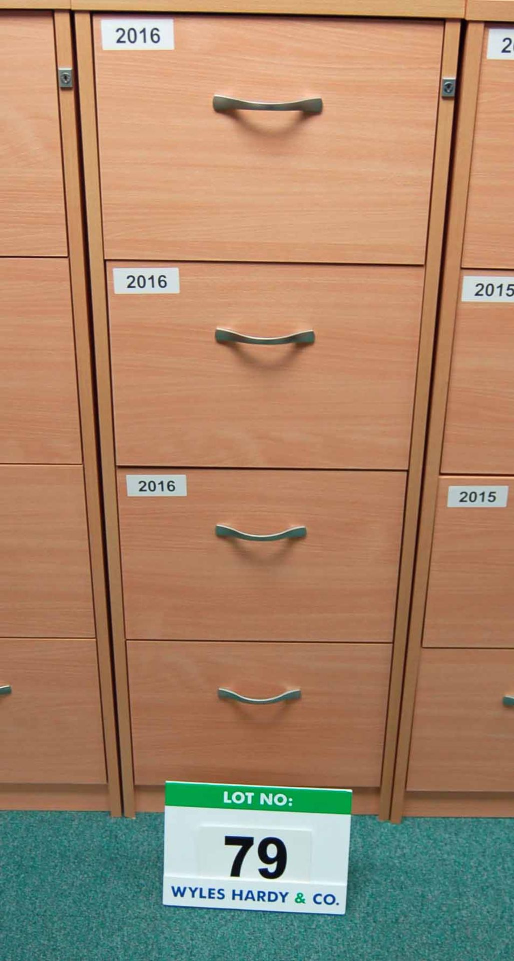 A Beech Effect 4-Drawer Filing Cabinet