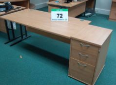 A 1600mm x 800mm Limed Oak Effect Cantilever Desk with Desk Height Pedestal