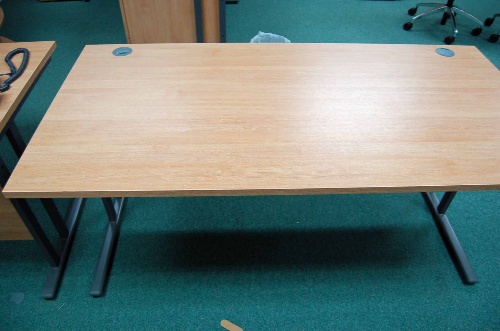 Five 1600mm x 800mm Limed Oak Effect Cantilever Framed Desks - Image 3 of 3