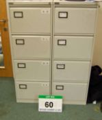 Two TRIUMPH 4-Drawer Filing Cabinets and A 1000mm x 1000mm Grey Steel 2-Door Stationery Cupboard