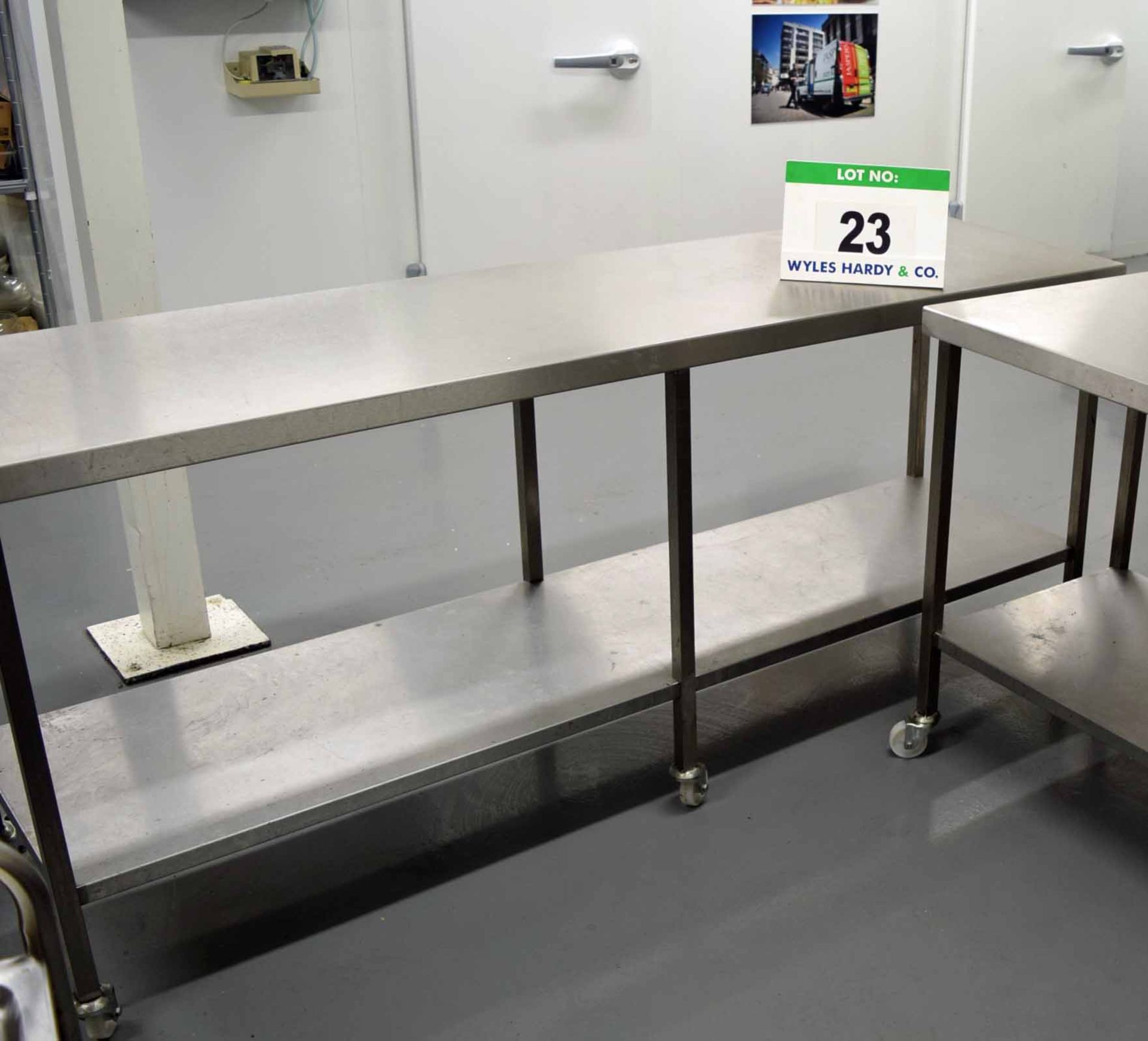 A 2100mm x 600mm Stainless Steel Preparation Table with fitted Lower Shelf
