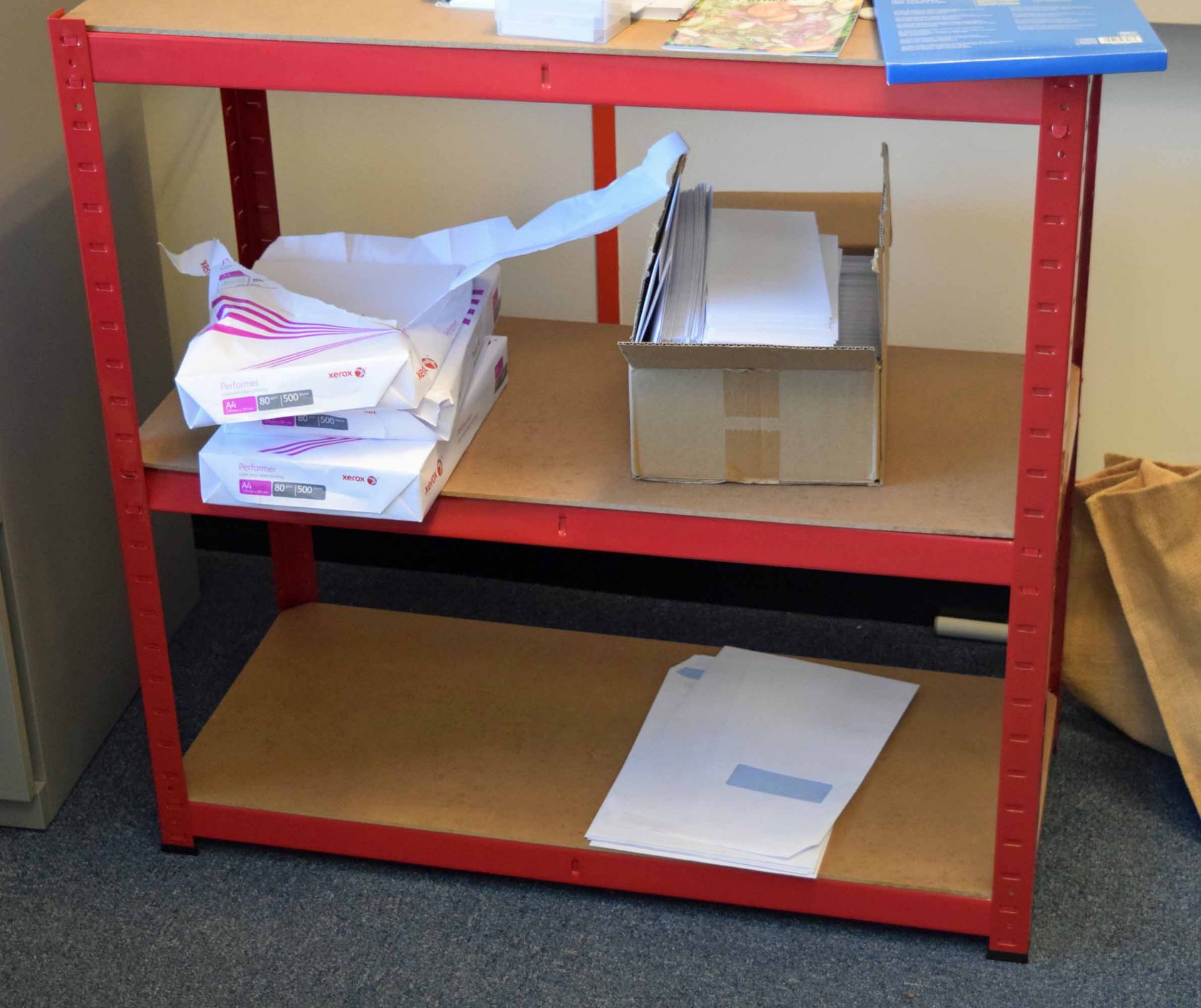 Two 1700mm x 580mm 4-Tier Wire Framed Shelf Racks and A Red Steel Boltless Shelf Rack (Excludes - Image 2 of 2