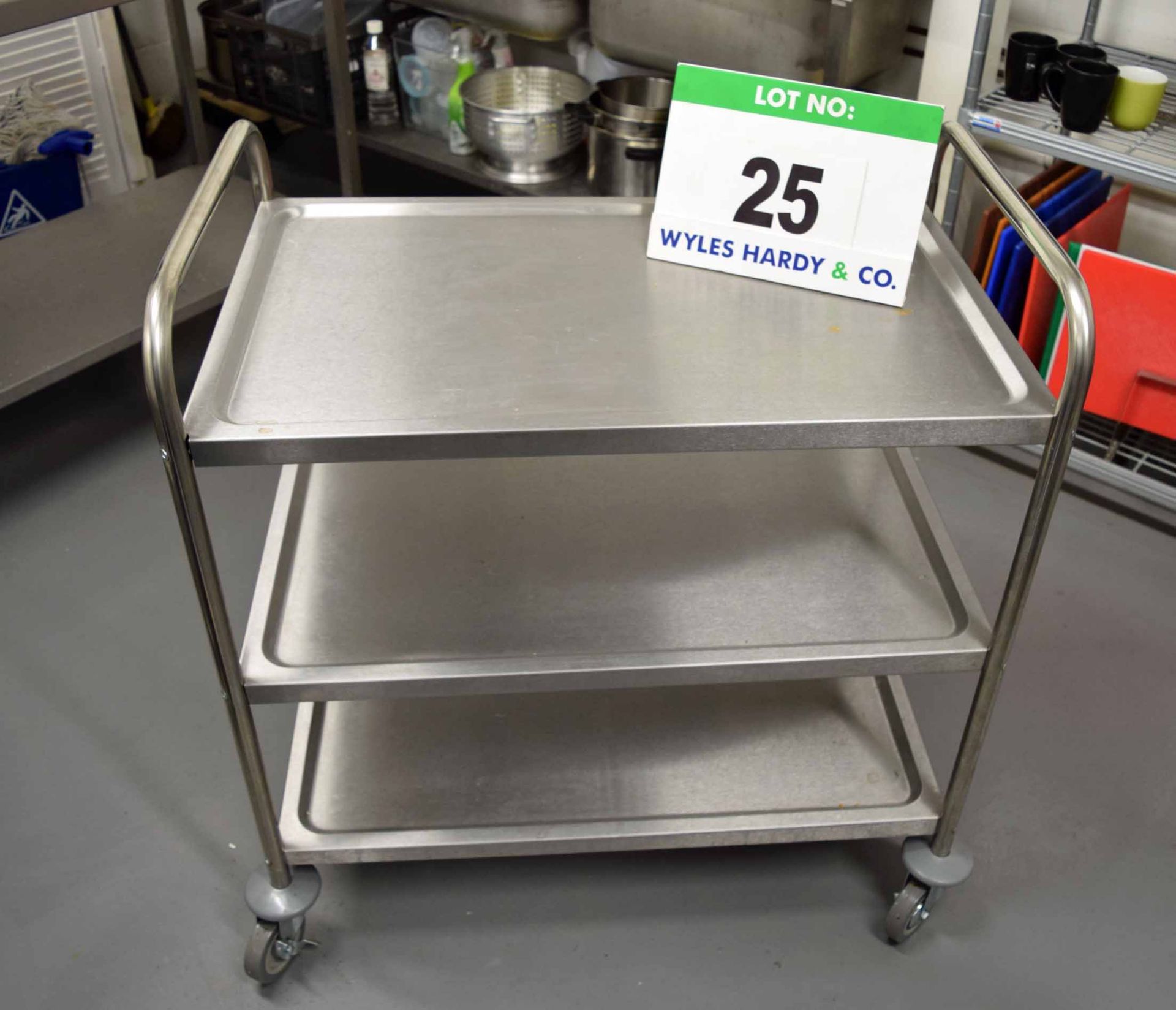 A Stainless Steel 3-Tier Catering Trolley