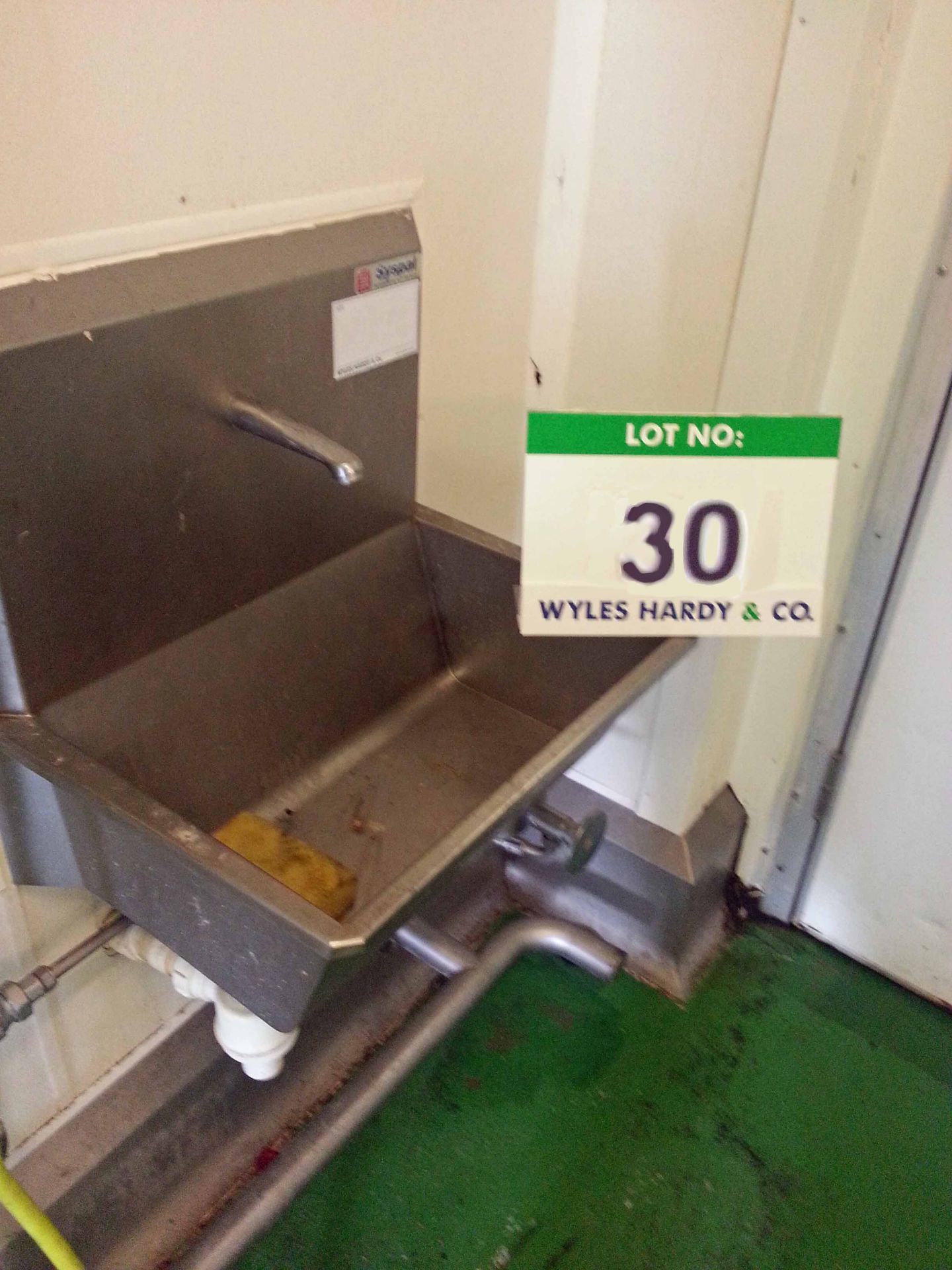 A SYSPAL Single Station Knee Operated Stainless Steel Sink. (A Method Statement is Required Prior to