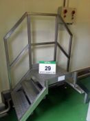 A Stainless Steel Checkerplate Access Platform, with Steps to Both Ends and Safety Handrail To One