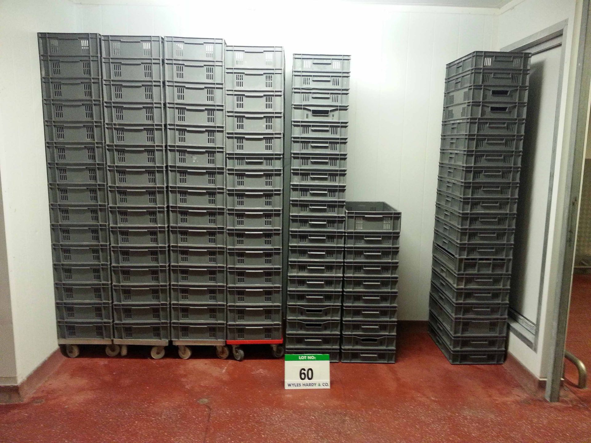 Approx. One Hundred and Ten ALLIBERT Grey Polypropylene Slatted Trays, each Approx. 400mm x 600mm