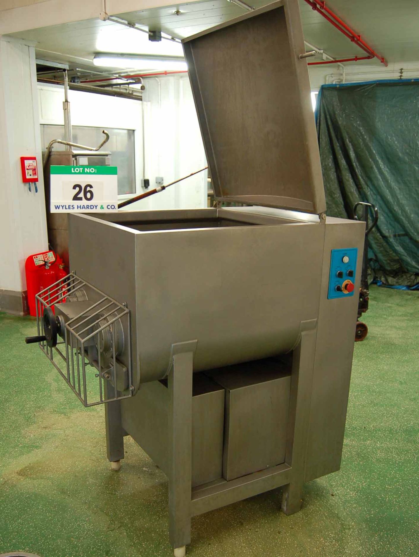 A SHENYANG JIXIANG Model JB-340 340-Litre capacity Twin Screw Meat Mixer, Serial No. 14ADO60201 (