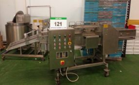 An XXD MACHINERY Model XDB-400-1 Mobile Continuous Tempura Batter Dipping Machine, Serial No.