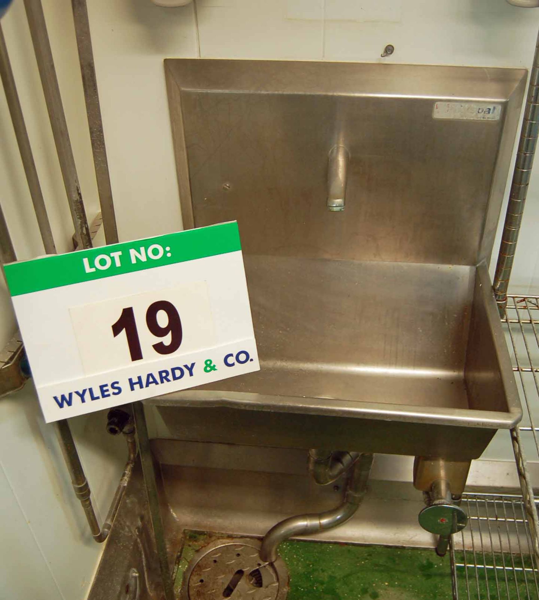 A SYSPAL Single Station Knee Operated Stainless Steel Sink. (A Method Statement is Required Prior to