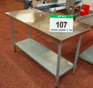 An Approx. 1520mm x 600mm x 900mm Height Stainless Steel Topped 2-Tier Food Preparation Table