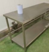 An Approx. 600mm x 1800mm x 870mm Height Stainless Steel 2-Tier Food Preparation Table