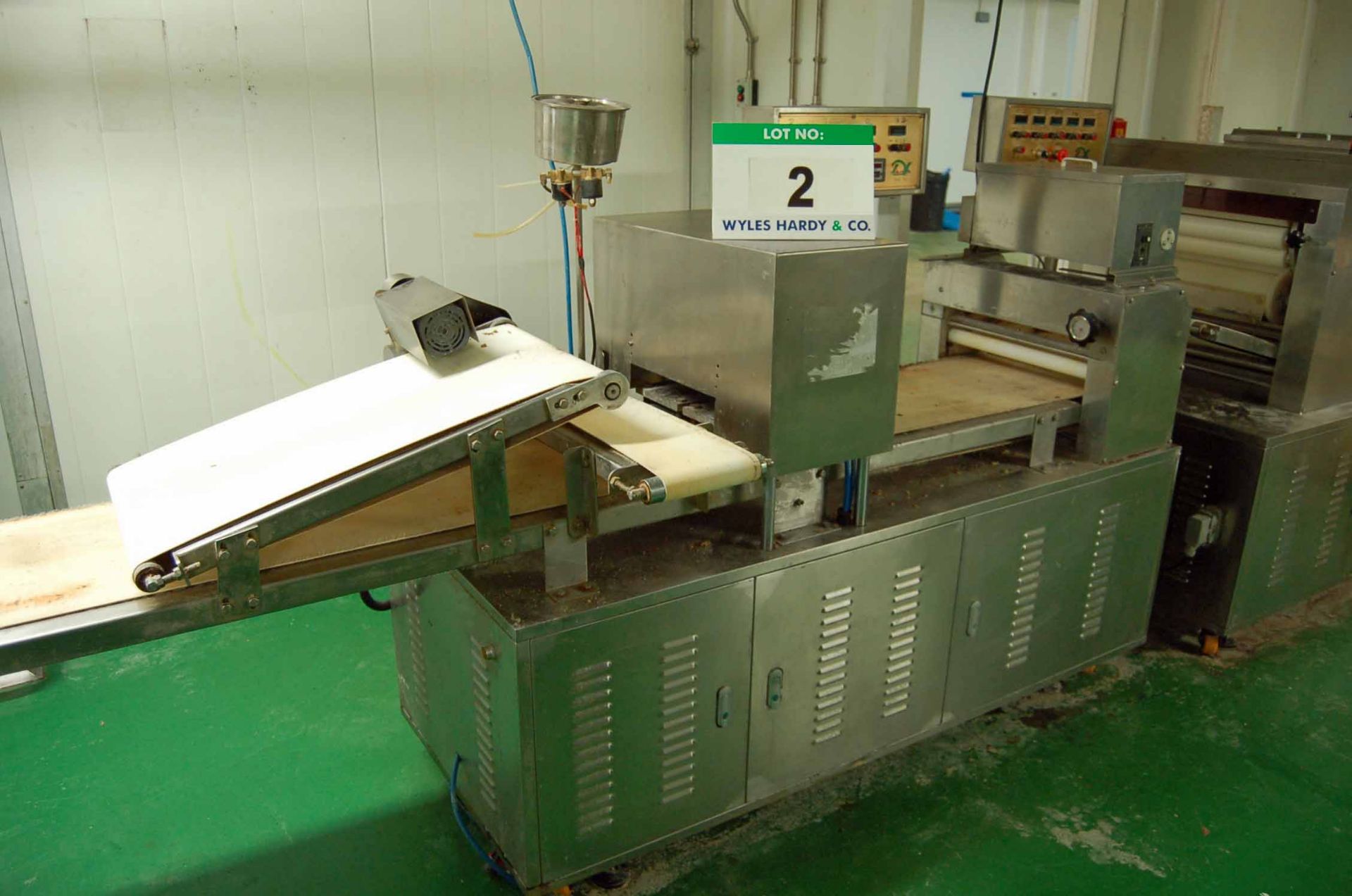 **A WUXI SANS TEC 420mm x 2770mm Overall Length Approx. Dough Press with A Thicknessing Roll, A Twin