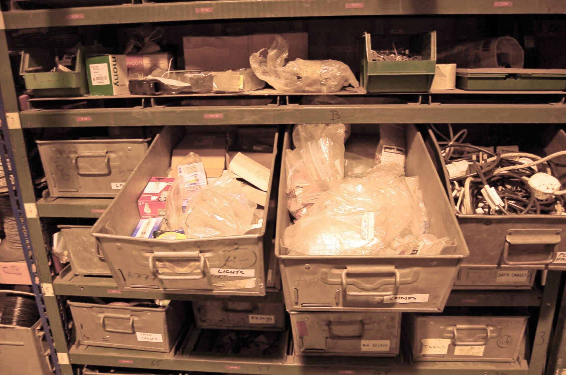 Two Bays of Storage Racking and Parts Bins Including Electrical Consumables (As Photographed) - Image 2 of 3