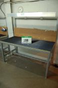 A 1.7m x 0.8m Welded Steel Workbench with Overhead Lighting and Rubber Worksurface