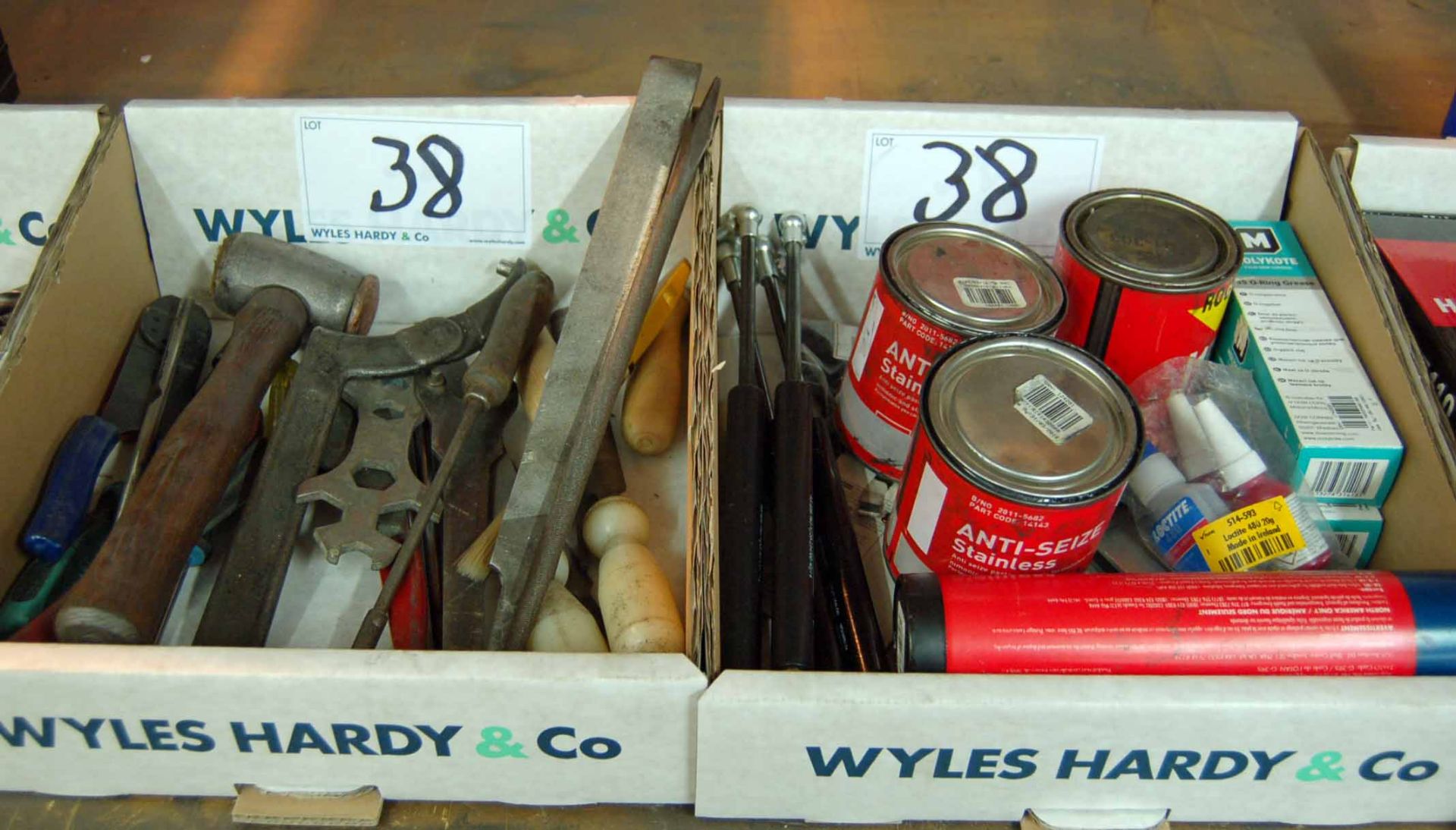 A Box of Hand Tools and A Box of Consumables (As Photographed)