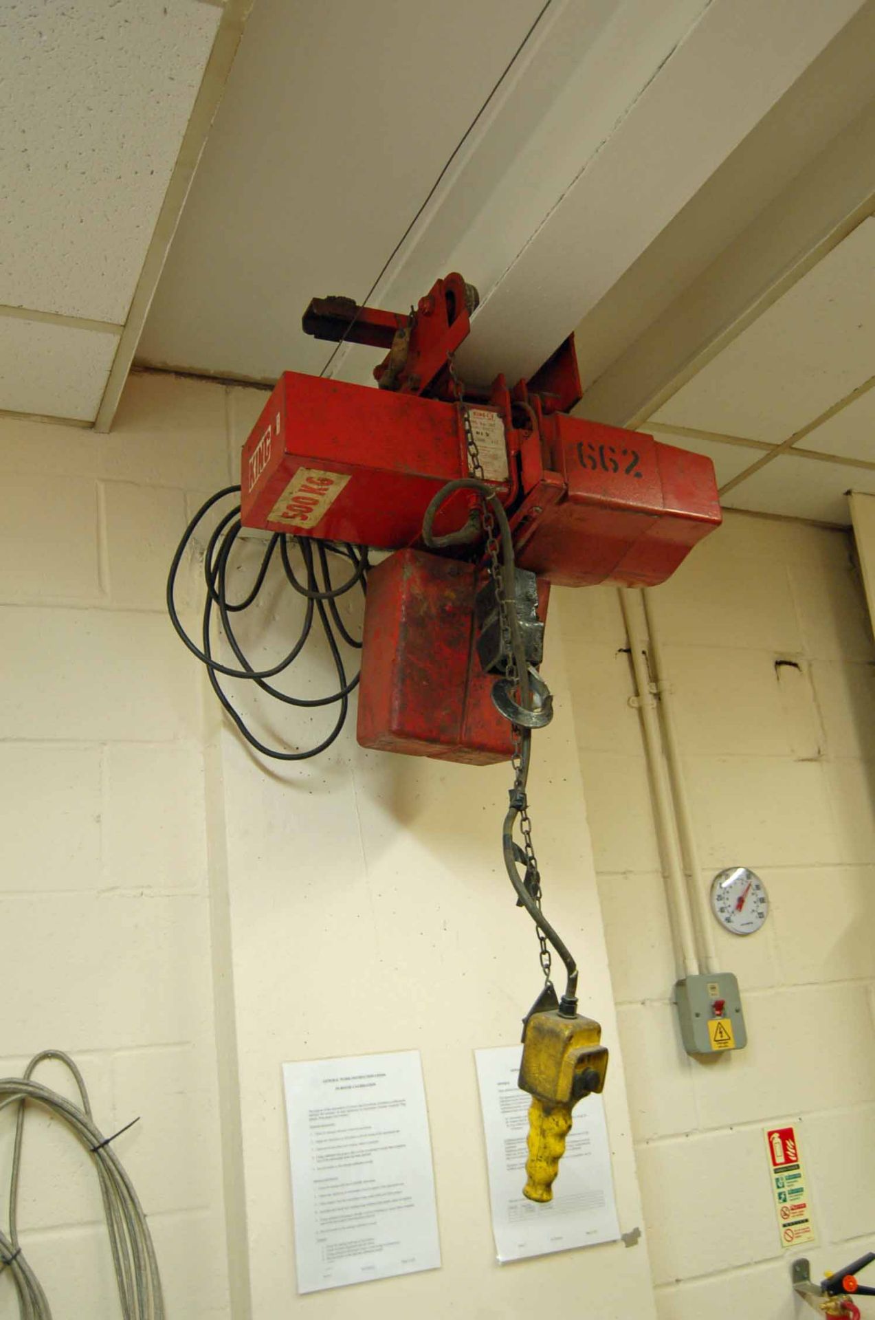 A King 500Kg Pendant Operated Chain Hoist and Pendant Control (As Photographed) (A Method
