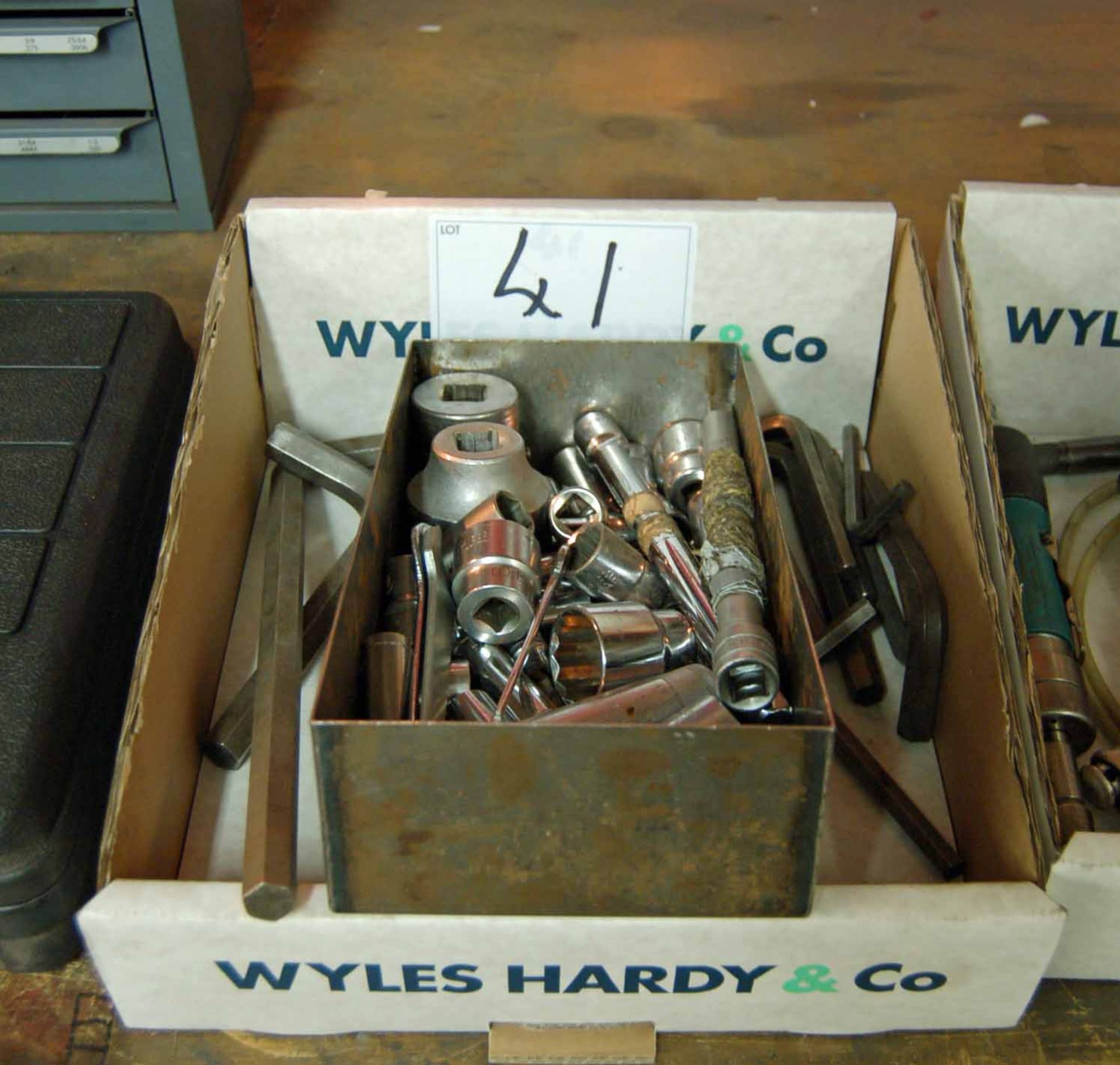 A Box of Miscellaneous Sockets Extension and Allen Keys (As Photographed)