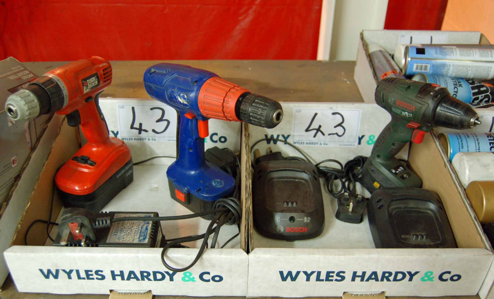 Three Cordless Drill Drivers and Chargers (As Photographed) (All Faults)