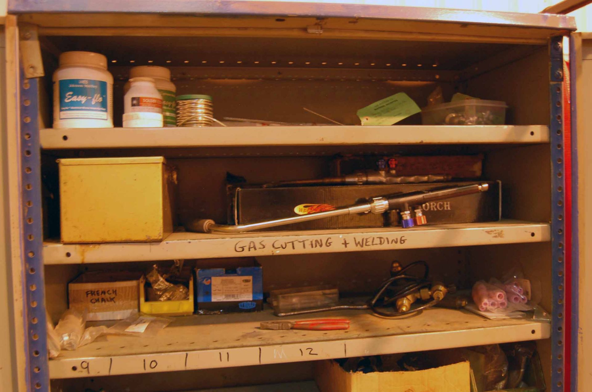 A Steel 2 Door Tool Cabinet and Contents Including Welding Torches. Regulators, MIG Welding - Image 4 of 4