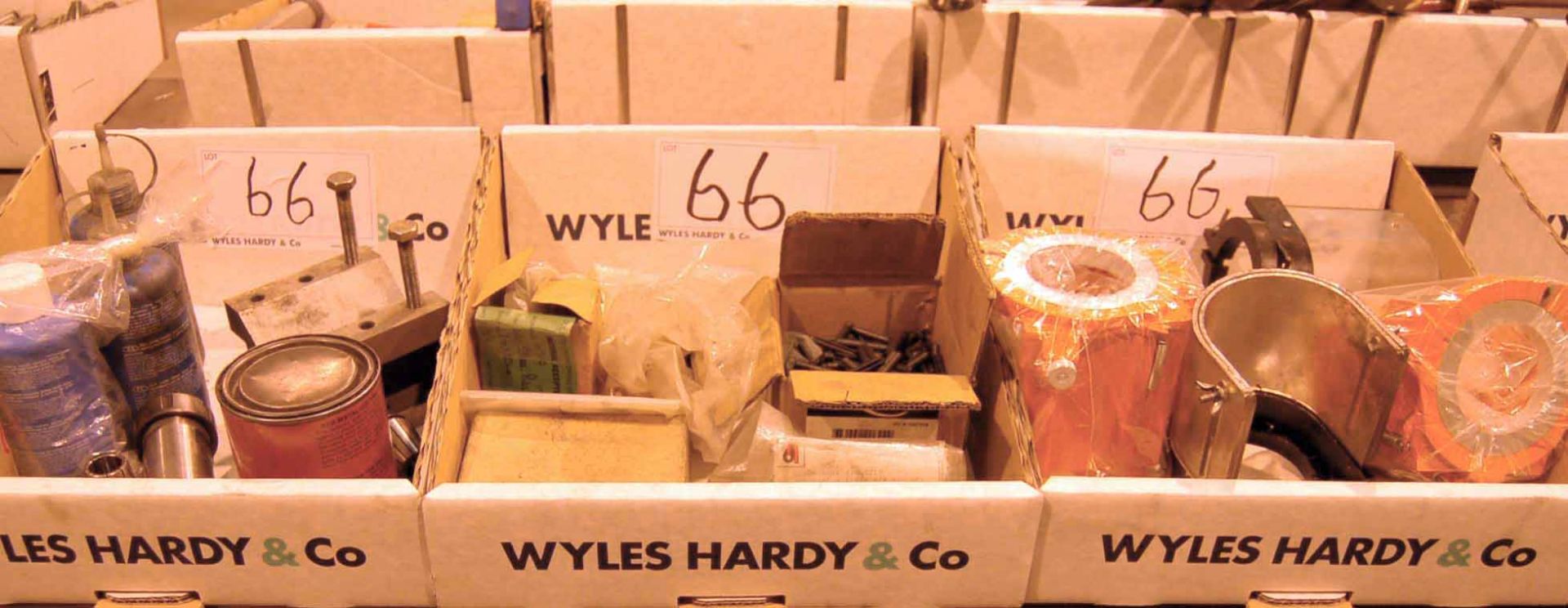 Three Boxes of Consumable Standard Drill Head Guards, Cutting Oil and Roll Pins (As Photographed)