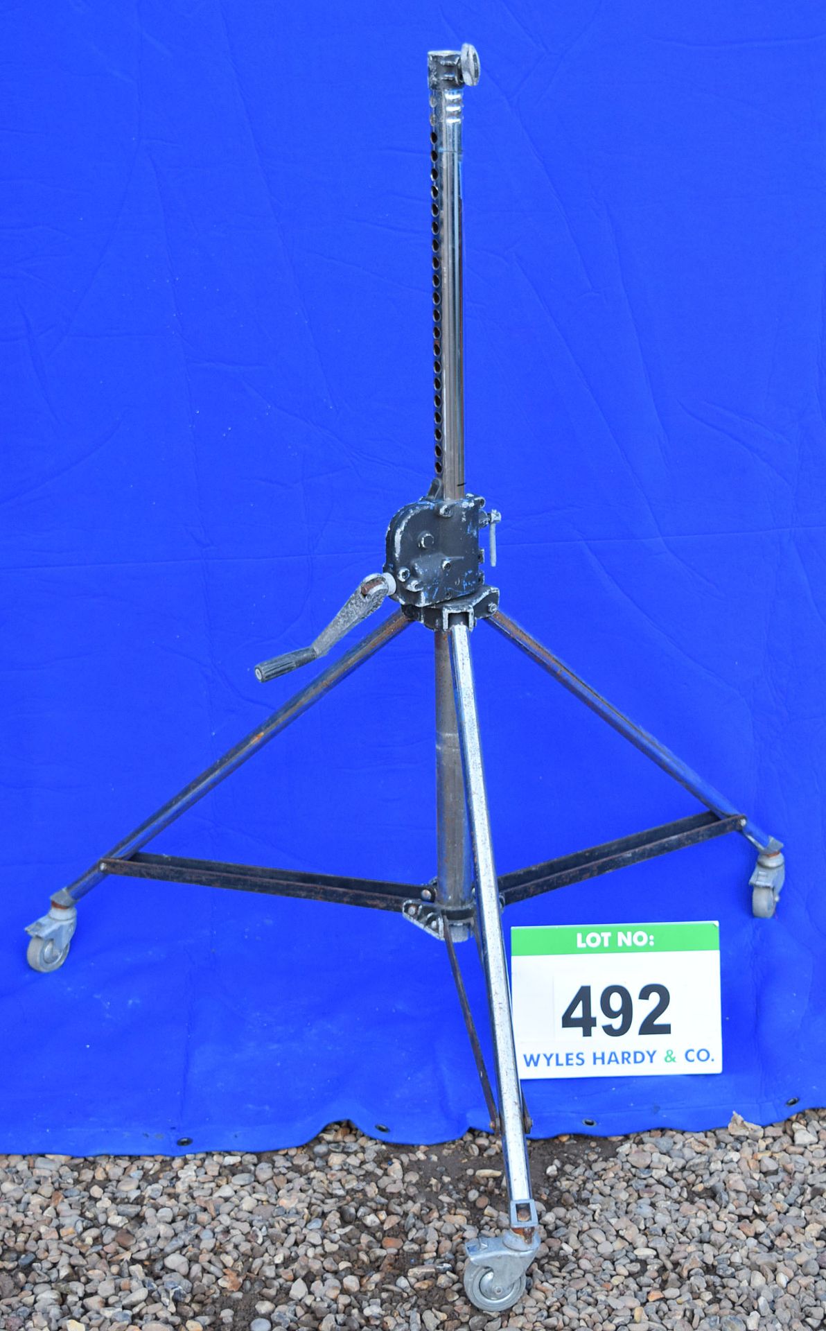 An ARRI Folding Single Section Telescopic Stand on Solid Rubber Castors - 1.4M/30Kg