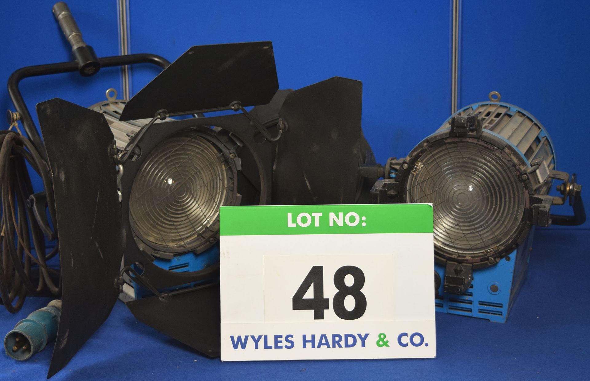 Two ARRI 2000 2000W Lights each with fitted Barn Doors and Stirrup Mounts