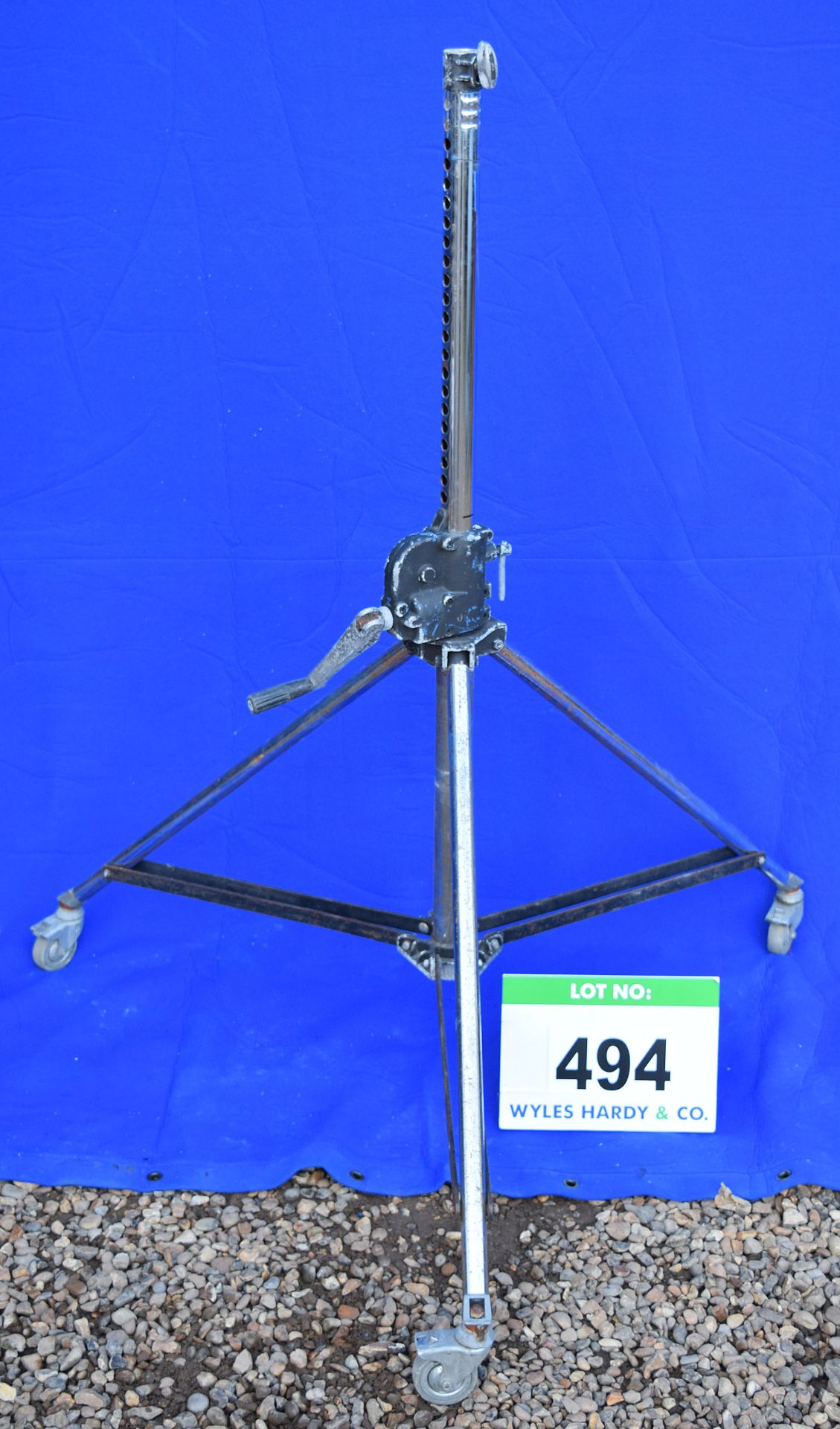 An ARRI Folding Single Section Telescopic Stand on Solid Rubber Castors - 1.4M/30Kg