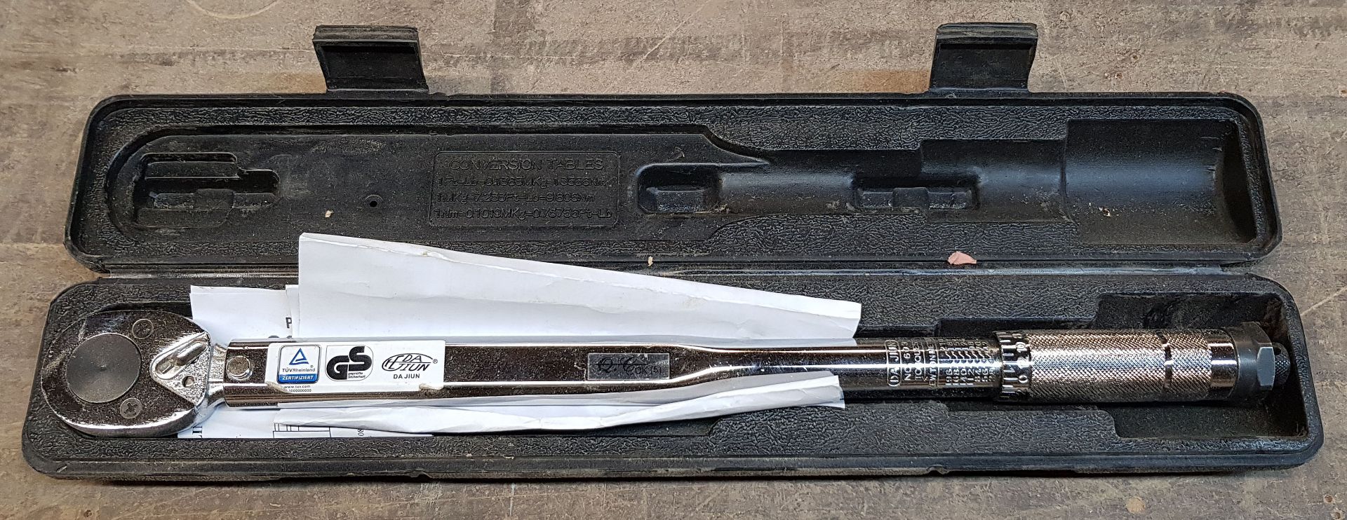 A Half inch Drive 28-210NM Torque Wrench in Plastic Carry Case