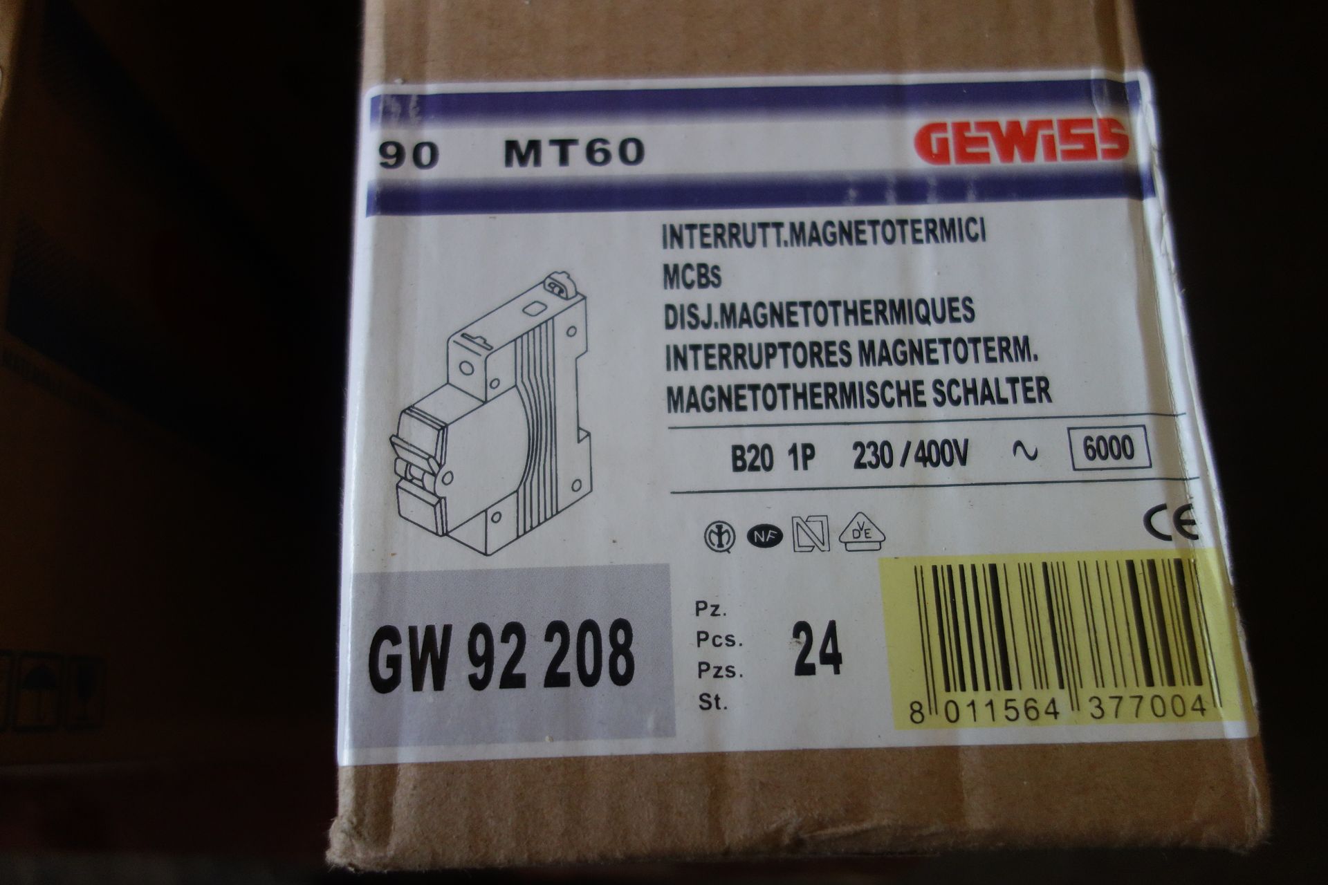 144 X GEWISS MT60 GW-12-208 1P B20 MCBS