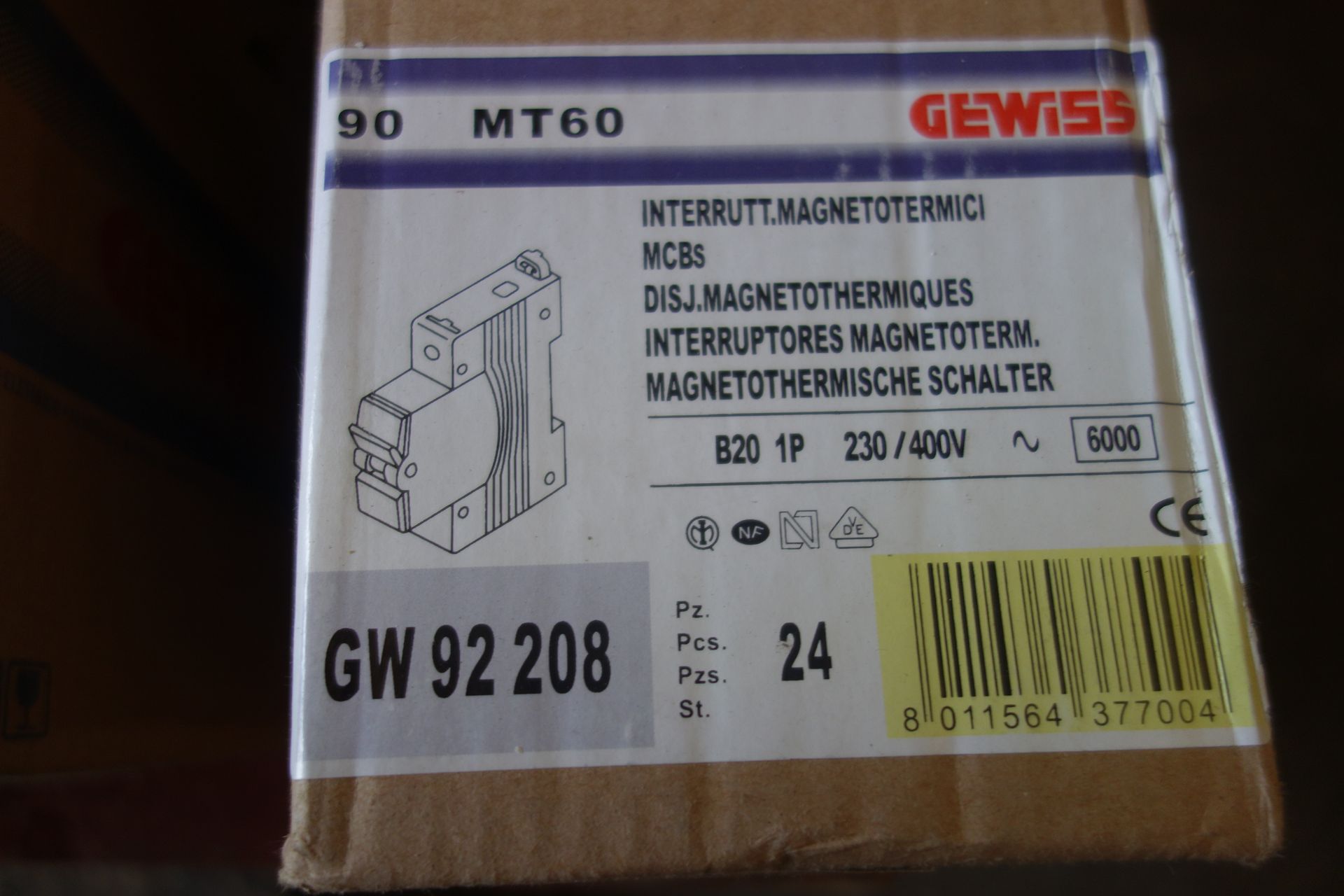 144 X GEWISS MT60 GW-12-208 1P B20 MCBS