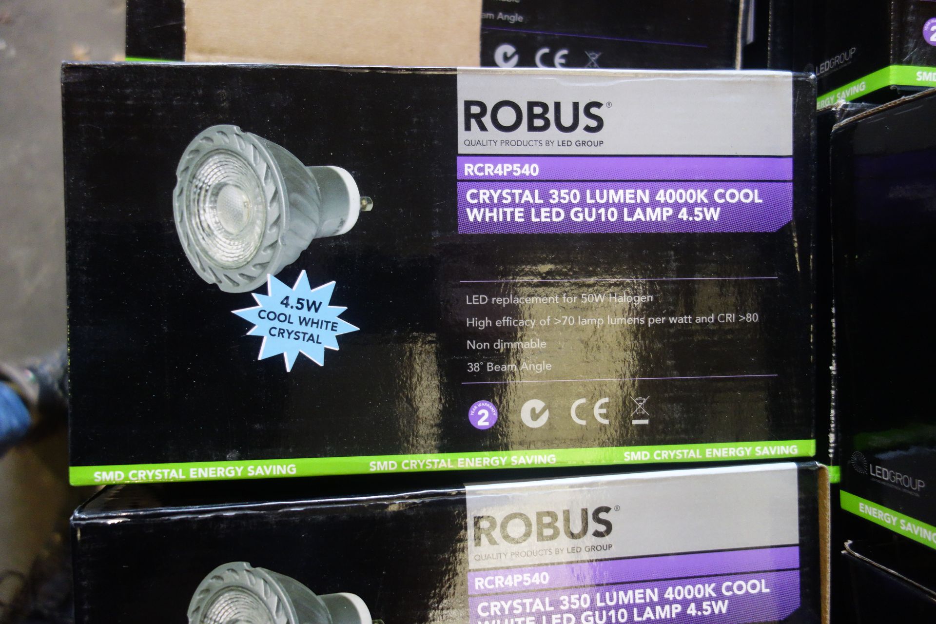 100 X Robus RCR4P540 4.5W GU10 Cool White Led Lamp 350 Lumen 4000K