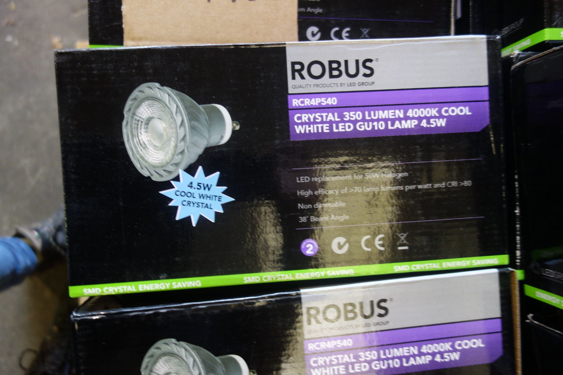 100 X Robus RCR4P540 4.5W GU10 Cool White Led Lamp 350 Lumen 4000K