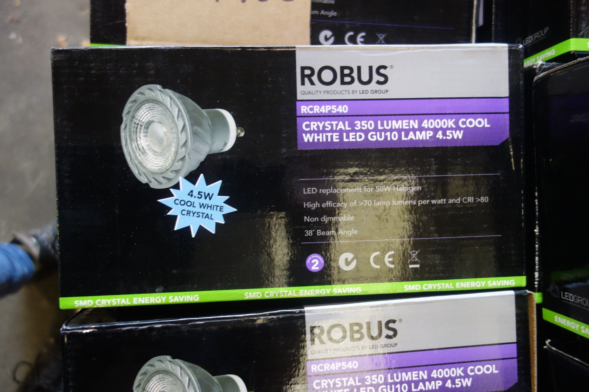 100 X Robus RCR4P540 4.5W GU10 Cool White Led Lamp 350 Lumen 4000K