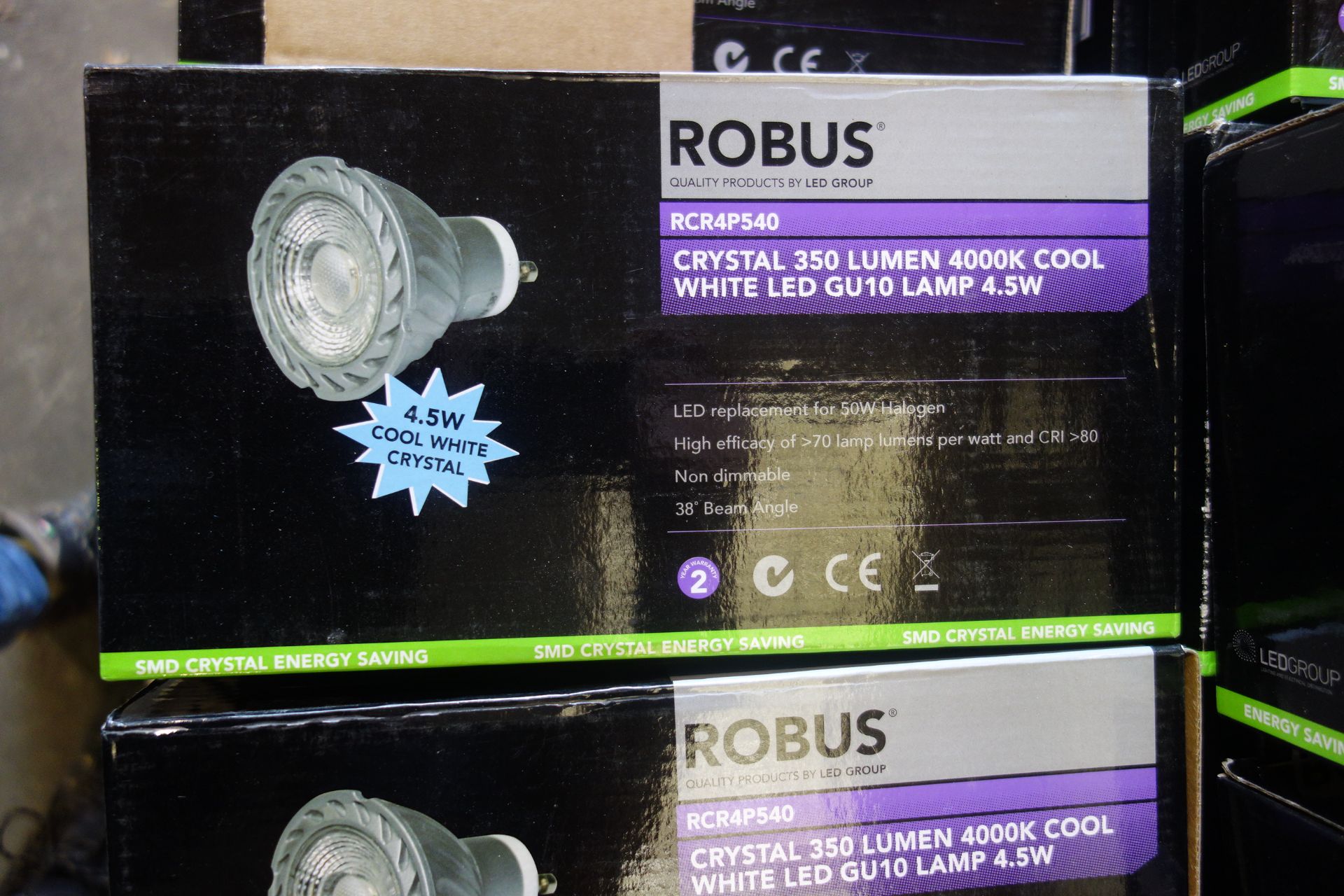 100 X Robus RCR4P540 4.5W GU10 Cool White Led Lamp 350 Lumen 4000K