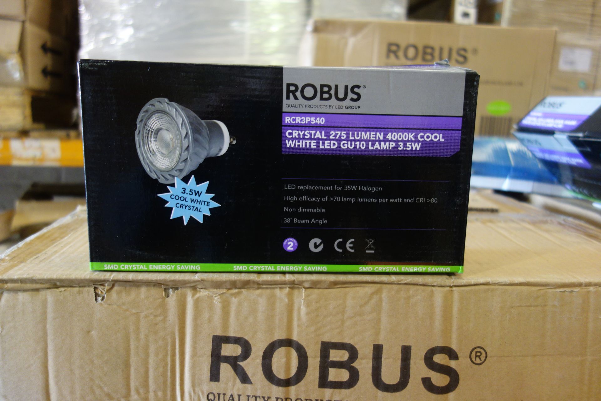 100 X Robus RCR4P540 3.5W GU10 Cool White 275 Lumen 4000K