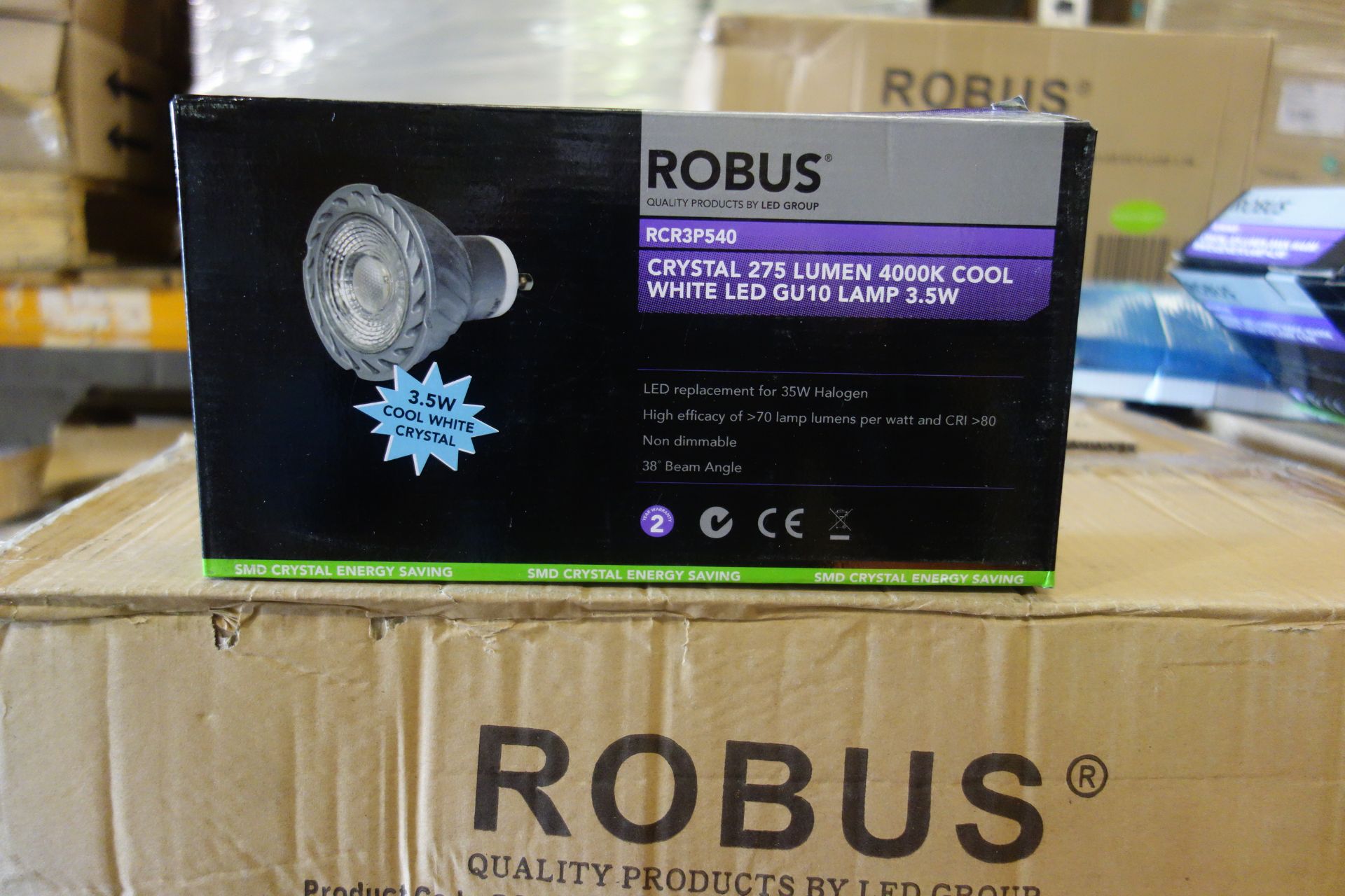 100 X Robus RCR4P540 3.5W GU10 Cool White 275 Lumen 4000K