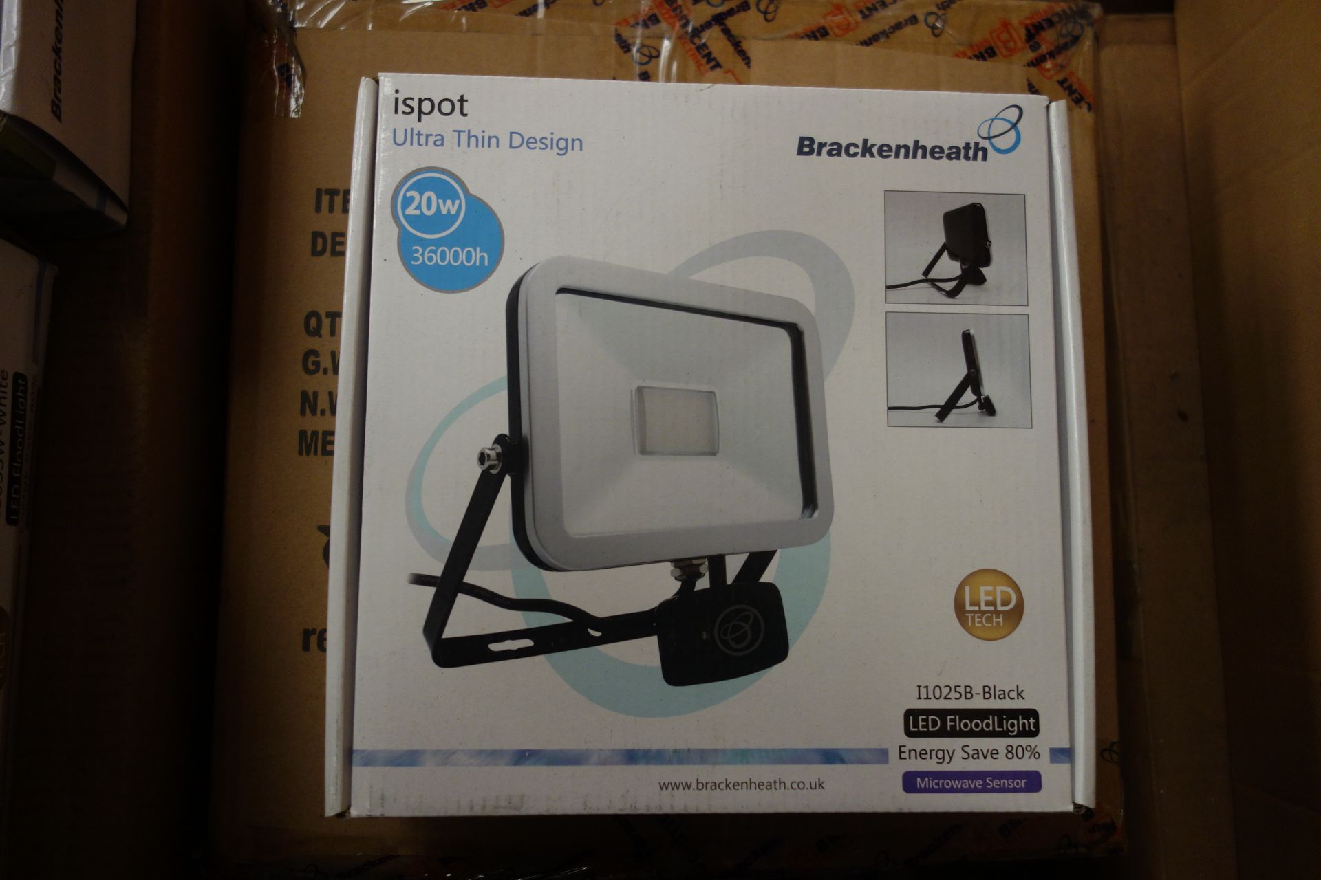 5 X BrakenHeath I1025B-Black 20W Ispot Ultra Thin LED FloodLight With Microwave Sensor Energy Save - Image 2 of 2