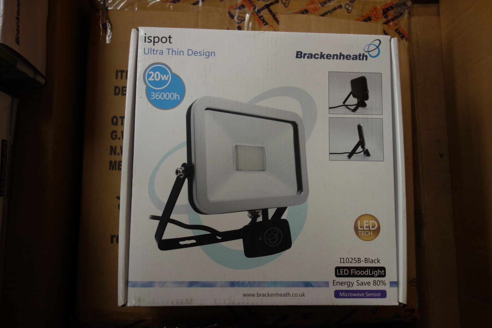 5 X BrakenHeath I1025B-Black 20W Ispot Ultra Thin LED FloodLight With Microwave Sensor Energy Save