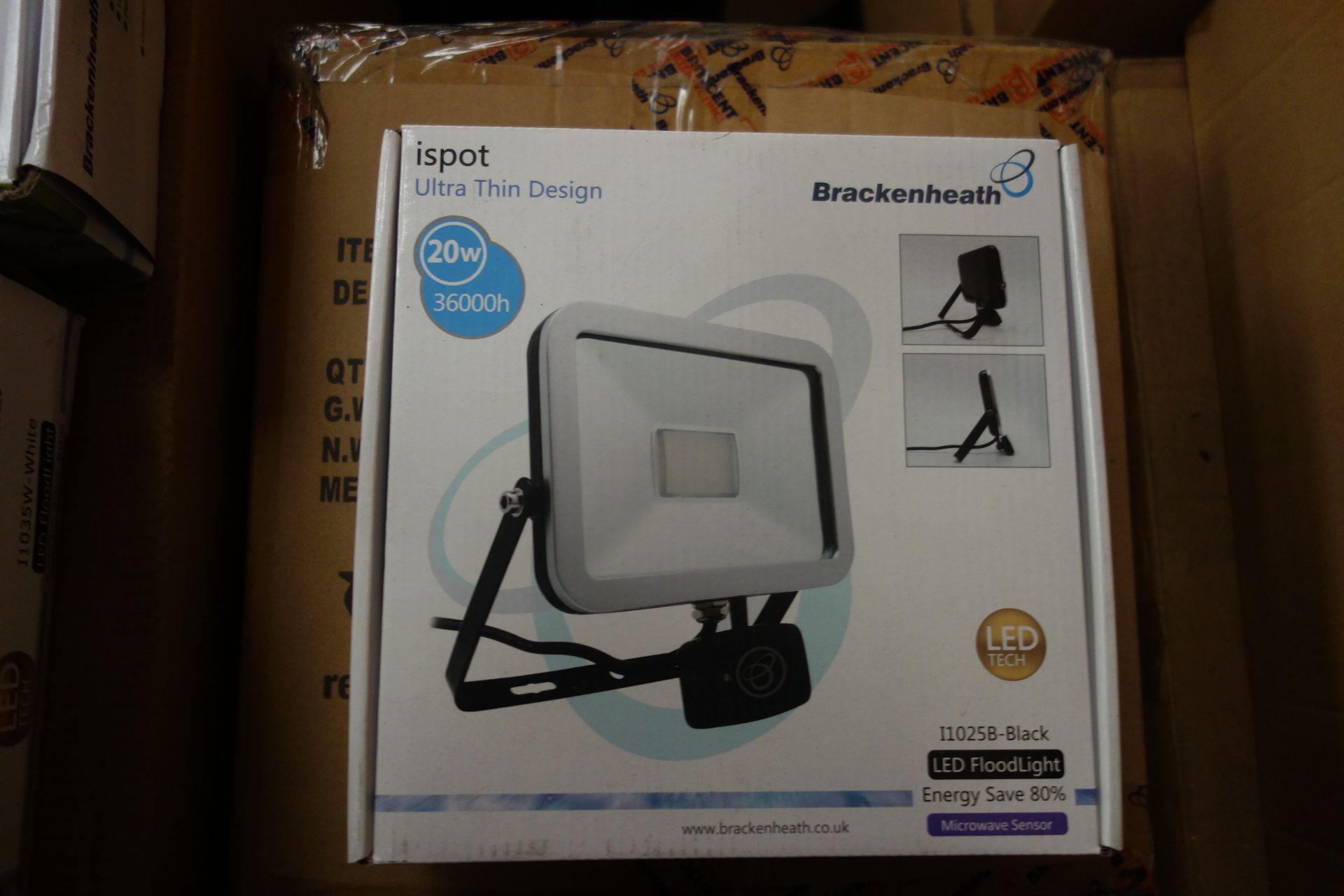 5 X BrakenHeath I1025B-Black 20W Ispot Ultra Thin LED FloodLight With Microwave Sensor Energy Save