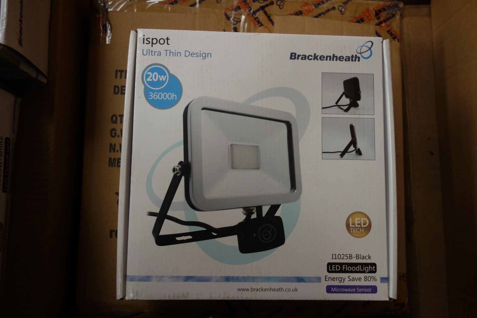 5 X BrakenHeath I1025B-Black 20W Ispot Ultra Thin LED FloodLight With Microwave Sensor Energy Save