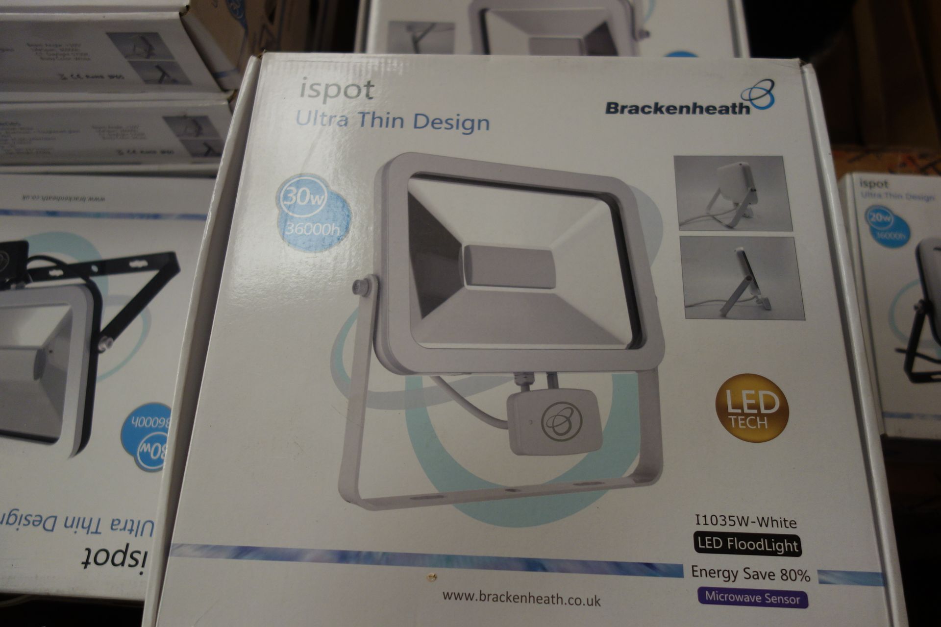 3 X BrakenHeath I1035W-White 30W Ispot Ultra Thin LED Floodlight With Microwave Sensor Energy Save