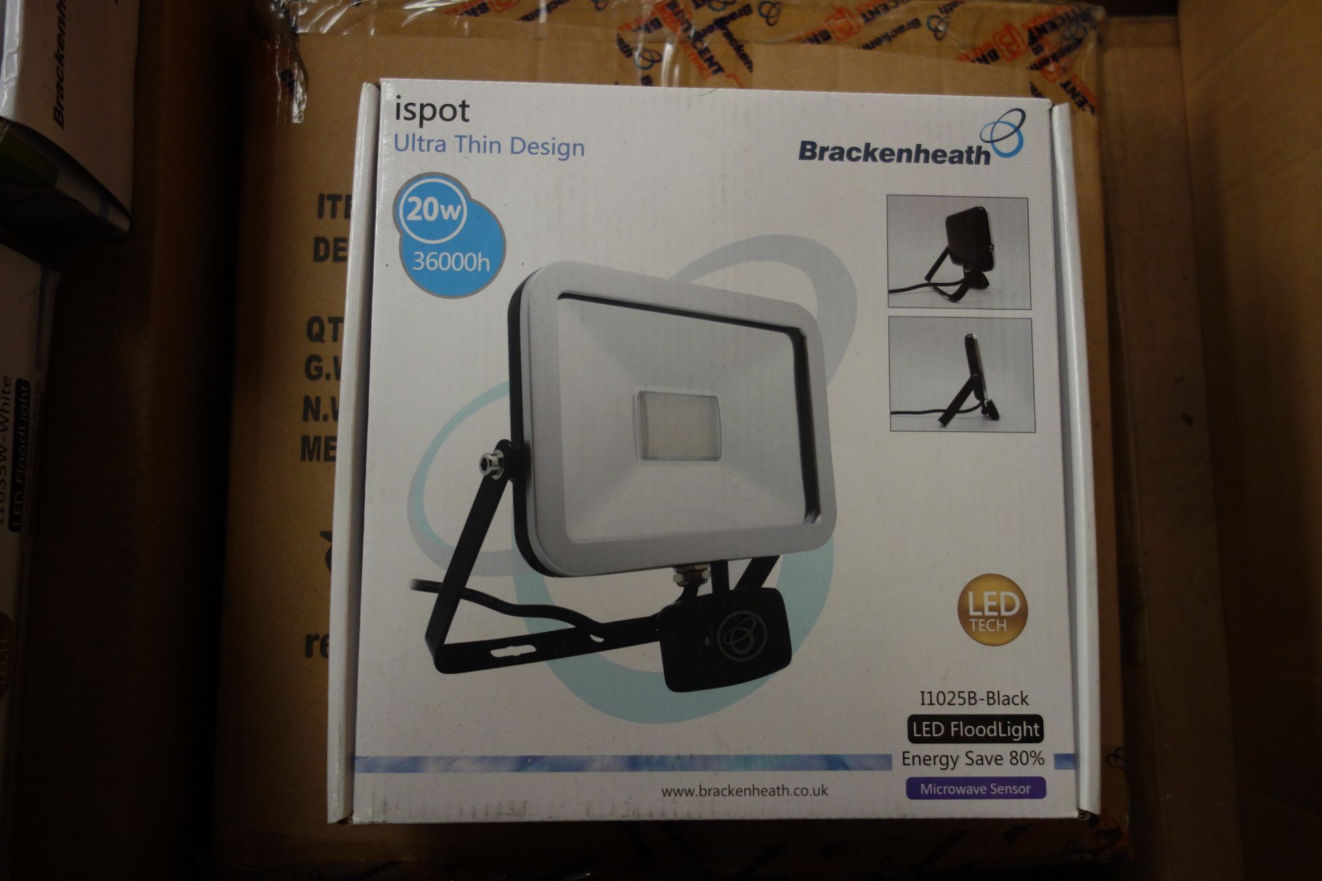 5 X BrakenHeath I1025B-Black 20W Ispot Ultra Thin LED FloodLight With Microwave Sensor Energy Save - Image 2 of 2