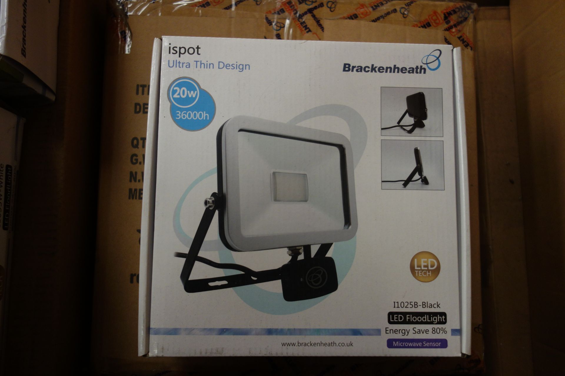 5 X BrakenHeath I1025B-Black 20W Ispot Ultra Thin LED FloodLight With Microwave Sensor Energy Save - Image 2 of 2