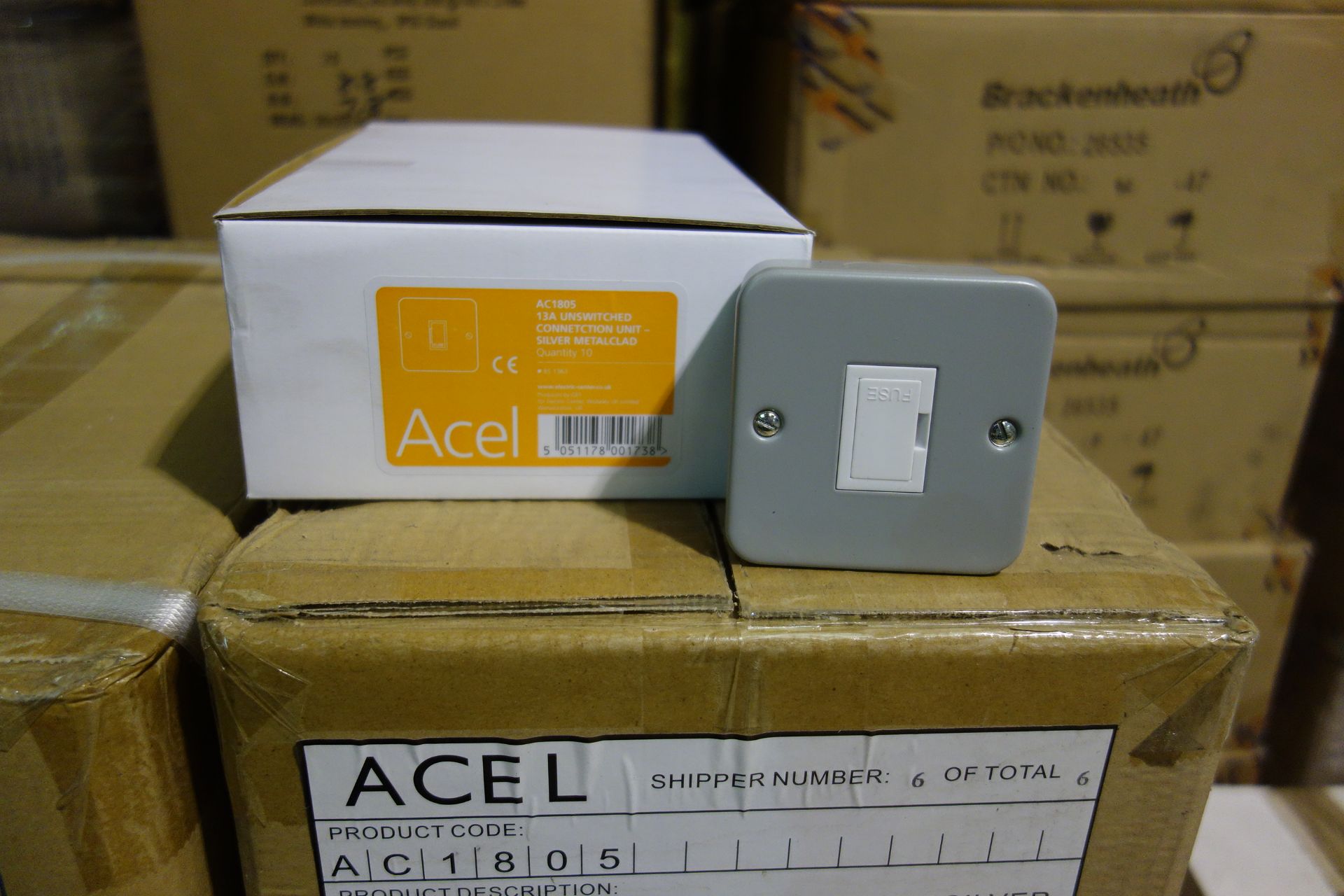 100 X Acel AC1005 13A Unswitched Connection Unit Silver Metal Clad