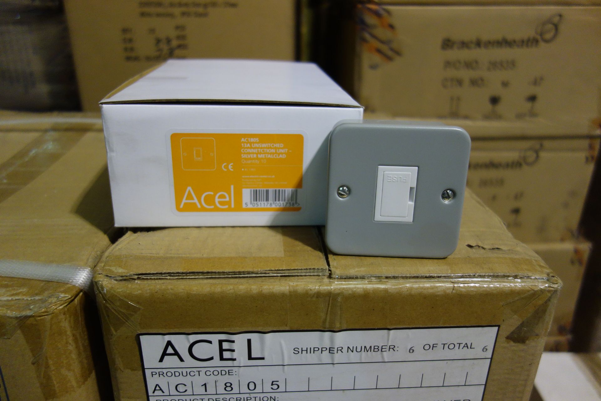 100 X Acel AC1005 13A Unswitched Connection Unit Silver Metal Clad