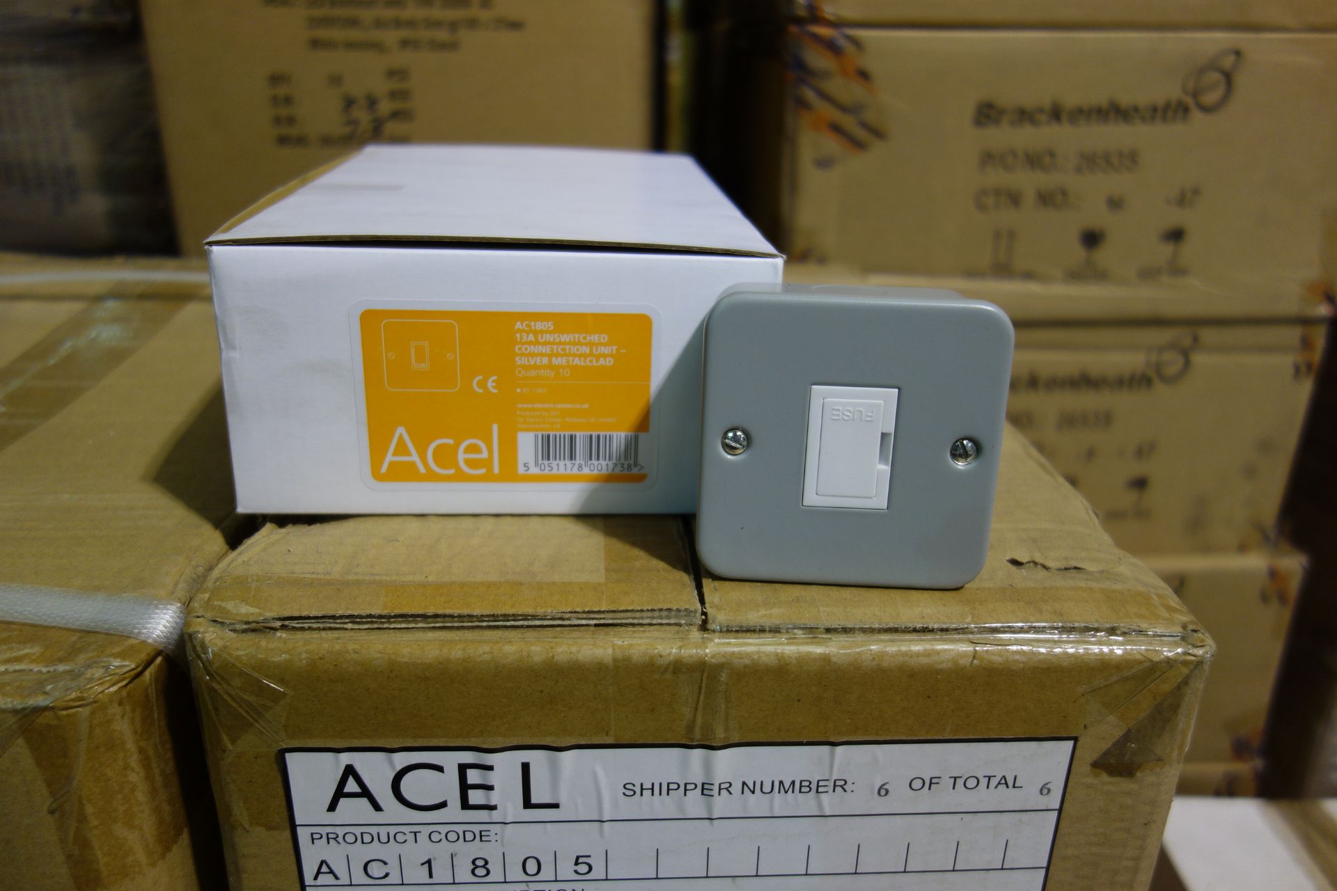 100 X Acel AC1005 13A Unswitched Connection Unit Silver Metal Clad