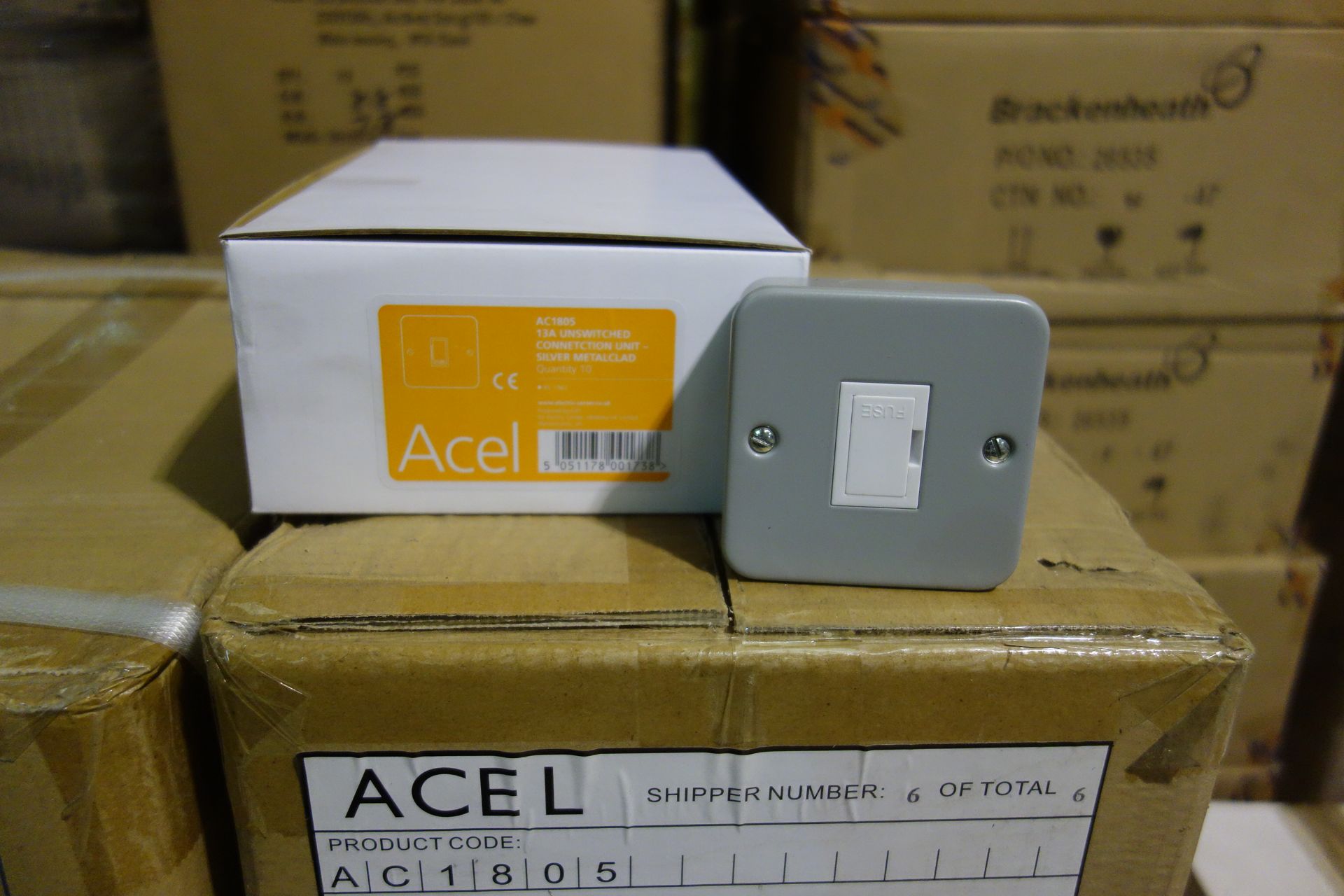 100 X Acel AC1005 13A Unswitched Connection Unit Silver Metal Clad