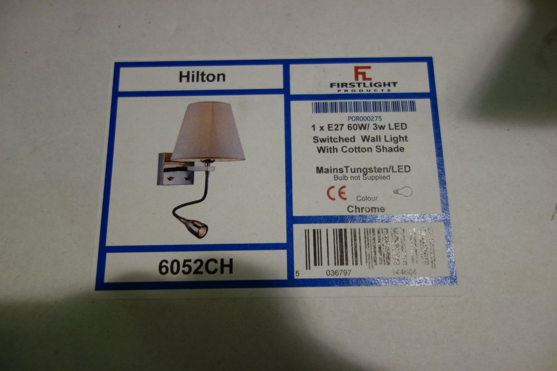 4 X Firstlight 6052CH Hilton Wall Light Fitting E27 60W 3W LED Switched With Cotton Shade Mains