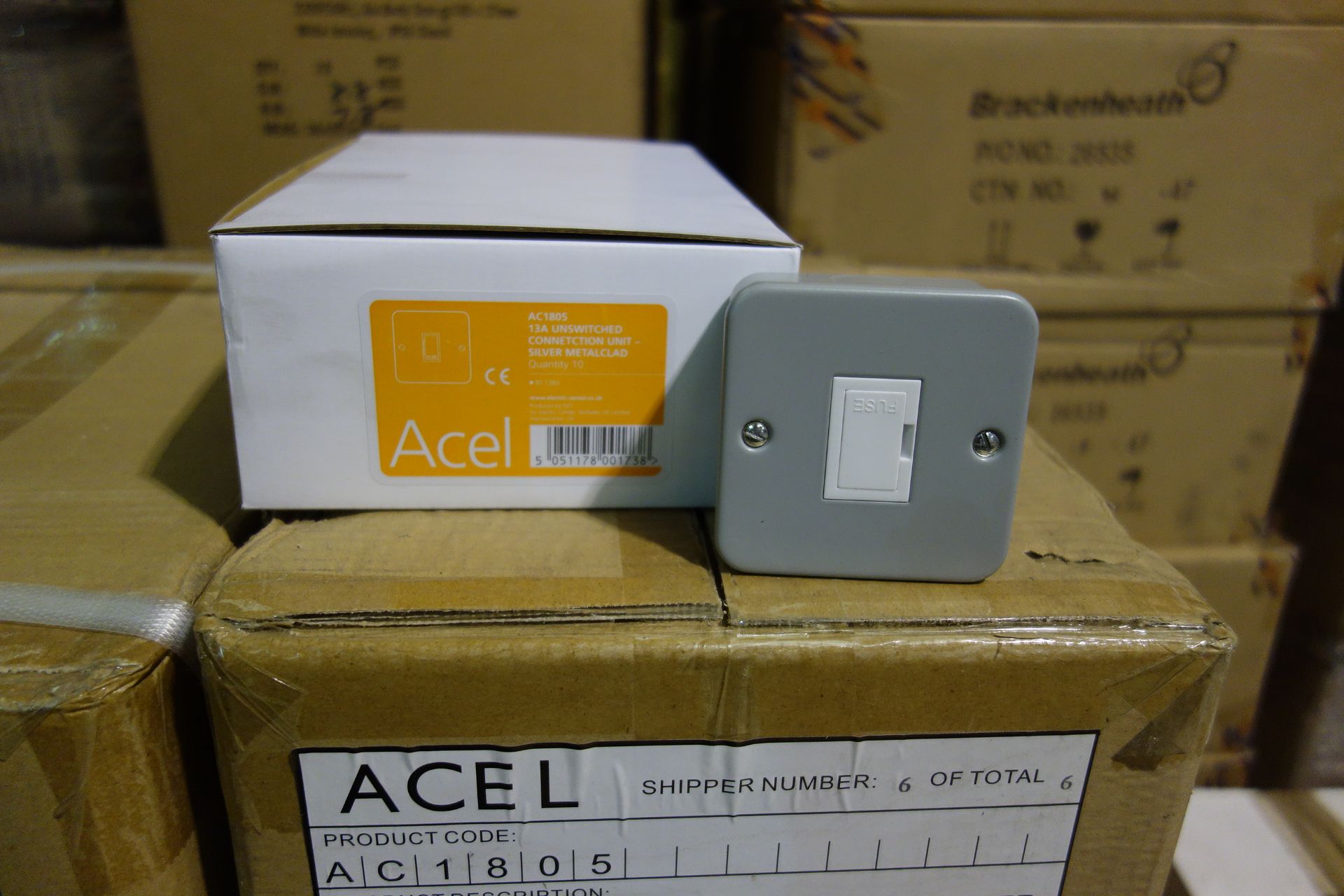 100 X Acel AC1005 13A Unswitched Connection Unit Silver Metal Clad